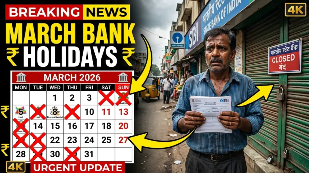 Bank Holidays in March 2026: Full State-Wise List Released by Reserve Bank of India – Check Before Visiting the Bank