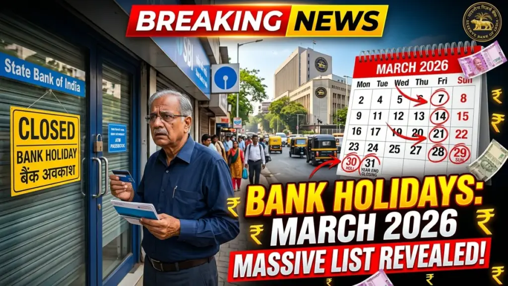 Bank Holidays in March 2026: Full State-Wise List Released by Reserve Bank of India – Check Before Visiting the Bank