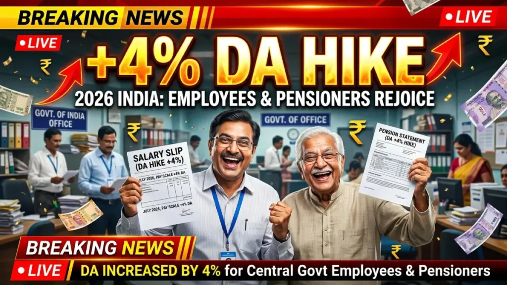 DA Hike 2026: Dearness Allowance Increased by 4% for Central Employees and Pensioners